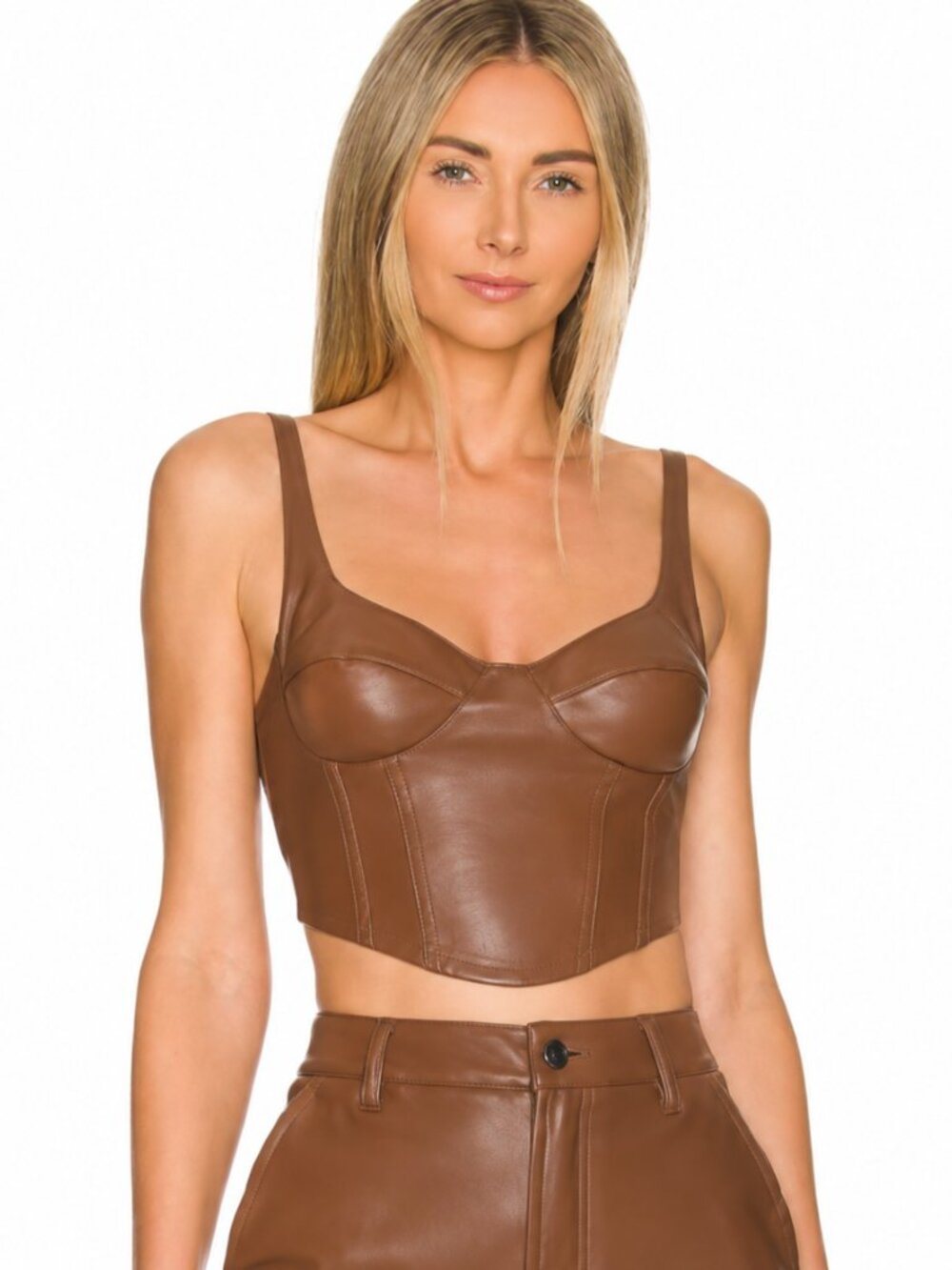NWT AFRM RIZA TOP IN BROWN SUGAR, SIZE S
